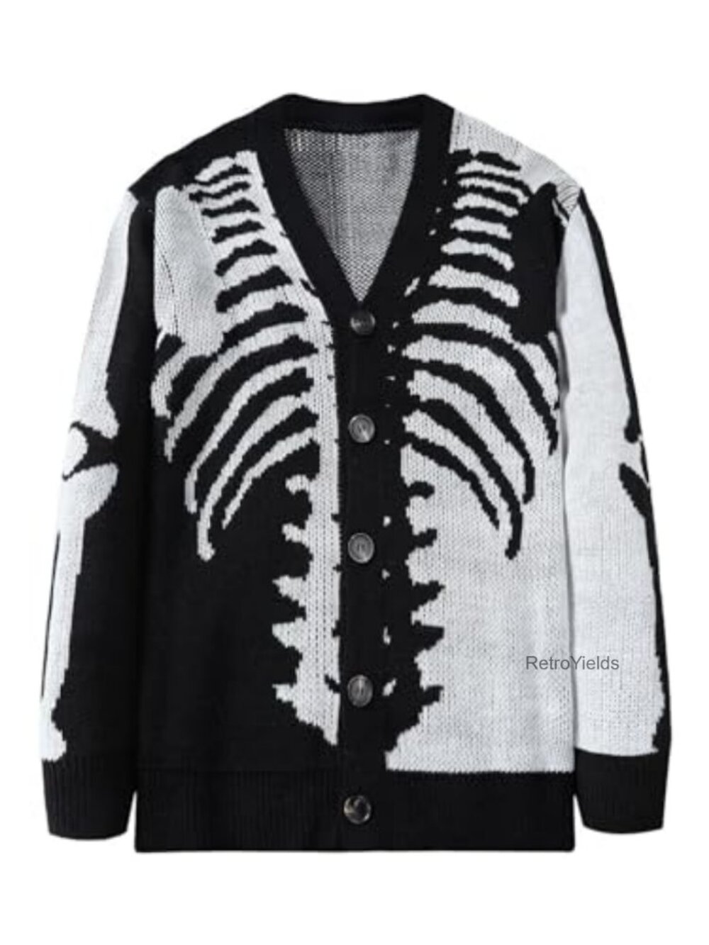 Skeleton Pattern Cardigan Sweater Long Sleeve Knitwear Halloween